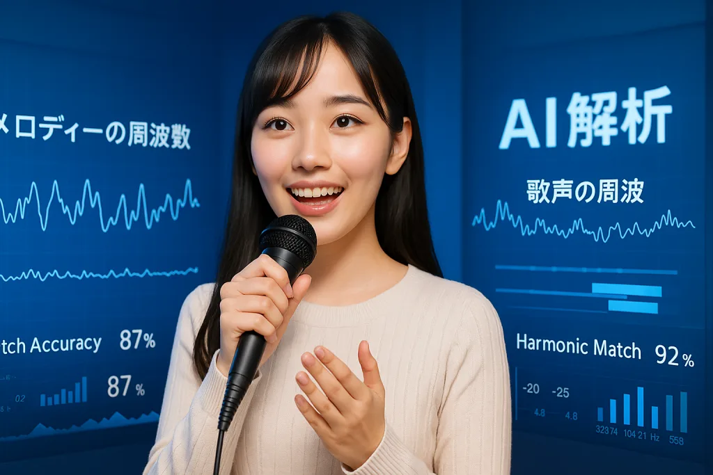 カラオケで上手く歌う 周波数 AI解析