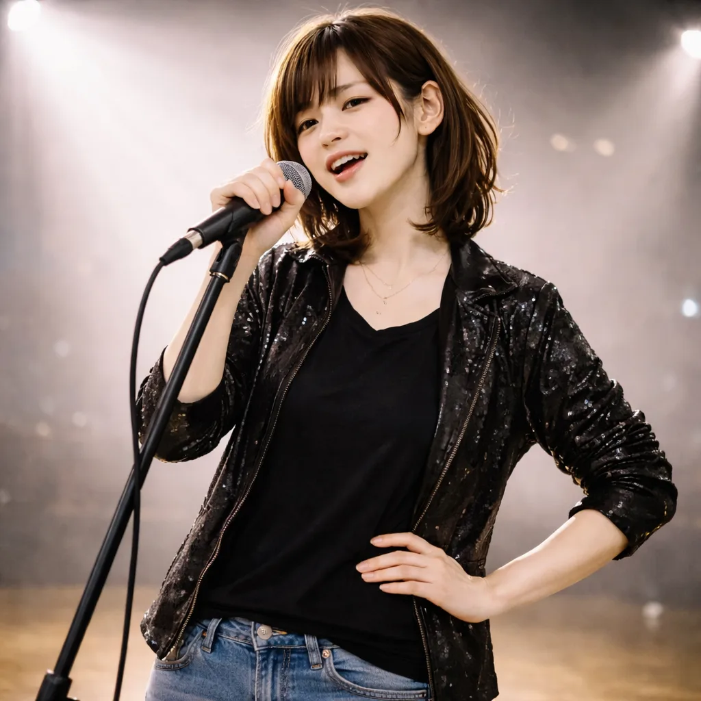 ステージで輝く自信の女性